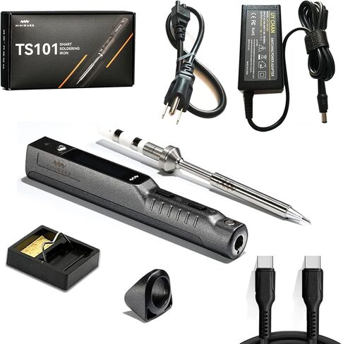 مجموعة محطة لحام الحديد TS101 الأصلية تمت ترقيتها من TS100 DC 65W PD 45W قوة قابلة للبرمجة قلم لحام كهربائي صغير محمول مع B2 طرف لحام كابل USB من النوع C in Saudi Arabia