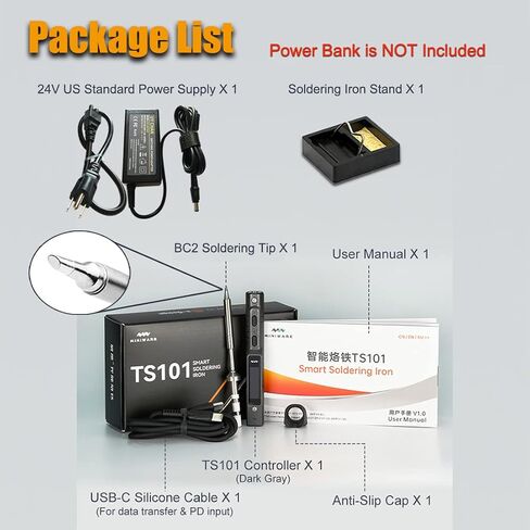 مجموعة محطة لحام الحديد TS101 الأصلية تمت ترقيتها من TS100 DC 65W PD 45W قوة قابلة للبرمجة قلم لحام كهربائي صغير محمول مع B2 طرف لحام كابل USB من النوع C in Saudi Arabia