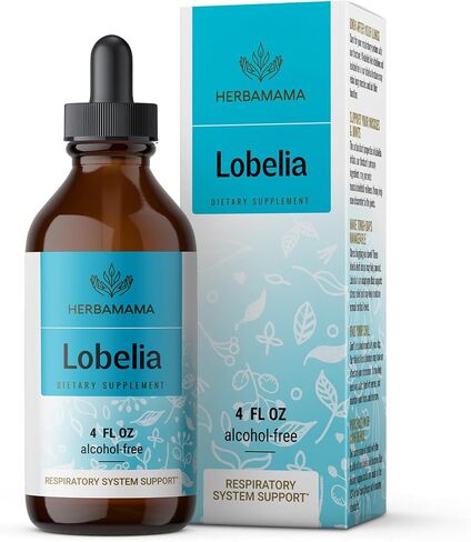 HERBAMAMA Lobelia Tincture - Organic Lobelia Herb Liquid Drops - Alcohol-Free - Vegan Supplement - 2 fl oz in Saudi Arabia