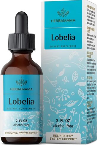 HERBAMAMA Lobelia Tincture - Organic Lobelia Herb Liquid Drops - Alcohol-Free - Vegan Supplement - 2 fl oz in Saudi Arabia