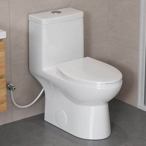 HOROW HR-LT137W مرحاض قطعة واحدة ممدود مع مقعد إغلاق ناعم، تدفق مزدوج قوي وهادئ 1.1/1.6 GPF، 12 خشن، 27.1 × 14.6 × 29.3 بوصة، أبيض in Kuwait