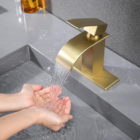 Waterfall Bathroom Sink Faucet, Brushed Nickel Single Handle Bathroom Faucet, Washbasin Faucet Fit for1 or 3 Hole Deck Mount Mixer Faucet, Stainless Steel Lavatory Tap in Saudi Arabia
