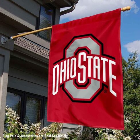 Ohio State Buckeyes Red Athletic Logo Double Sided House Banner Flag in Saudi Arabia