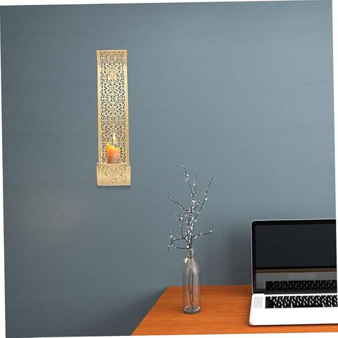 2 قطعة حامل شموع مثبت على الحائط ديكور ذهبي عمود حامل شموع ديكور للرف شمعة عتيقة شمعدانات جدارية أضواء حائط شمعدان مجموعة من حامل شموع مثبت على الحائط LED in Kuwait