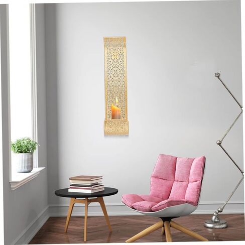 2 قطعة حامل شموع مثبت على الحائط ديكور ذهبي عمود حامل شموع ديكور للرف شمعة عتيقة شمعدانات جدارية أضواء حائط شمعدان مجموعة من حامل شموع مثبت على الحائط LED in Kuwait