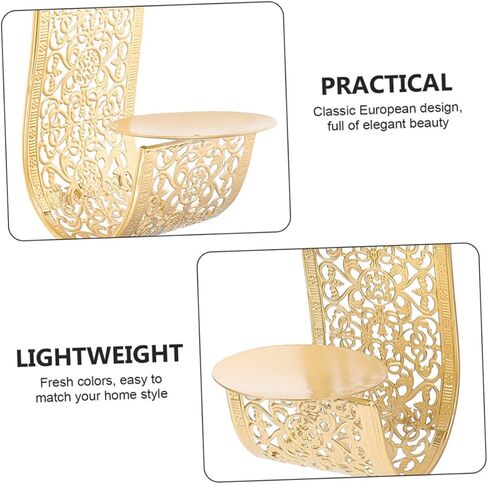 2 قطعة حامل شموع مثبت على الحائط ديكور ذهبي عمود حامل شموع ديكور للرف شمعة عتيقة شمعدانات جدارية أضواء حائط شمعدان مجموعة من حامل شموع مثبت على الحائط LED in Kuwait