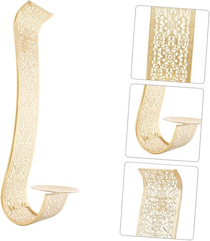 2 قطعة حامل شموع مثبت على الحائط ديكور ذهبي عمود حامل شموع ديكور للرف شمعة عتيقة شمعدانات جدارية أضواء حائط شمعدان مجموعة من حامل شموع مثبت على الحائط LED in Kuwait