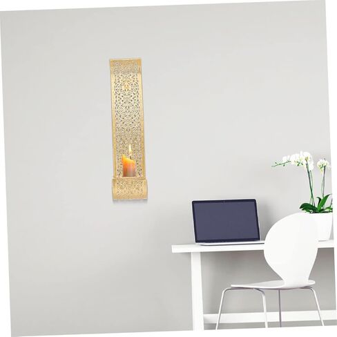 2 قطعة حامل شموع مثبت على الحائط ديكور ذهبي عمود حامل شموع ديكور للرف شمعة عتيقة شمعدانات جدارية أضواء حائط شمعدان مجموعة من حامل شموع مثبت على الحائط LED in Kuwait