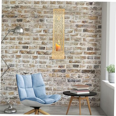 2 قطعة حامل شموع مثبت على الحائط ديكور ذهبي عمود حامل شموع ديكور للرف شمعة عتيقة شمعدانات جدارية أضواء حائط شمعدان مجموعة من حامل شموع مثبت على الحائط LED in Kuwait