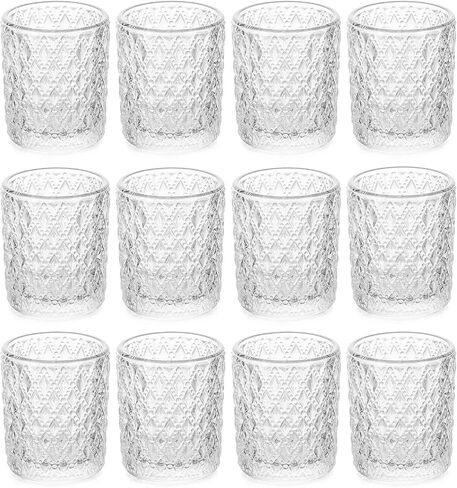Romadedi Votive Tealight Candle Holder - Set of 12 Glass Tea Light Holders Bulk Table Centerpiece for Tea Light Candles Wedding Party Decoration Christmas Home Decor in Saudi Arabia