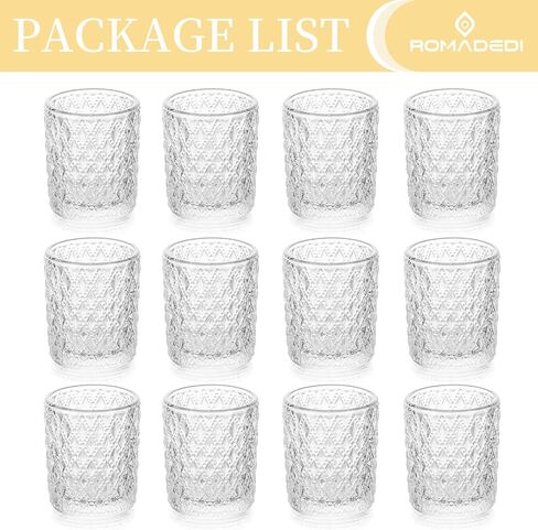 Romadedi Votive Tealight Candle Holder - Set of 12 Glass Tea Light Holders Bulk Table Centerpiece for Tea Light Candles Wedding Party Decoration Christmas Home Decor in Saudi Arabia