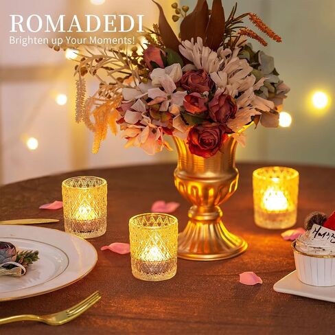 Romadedi Votive Tealight Candle Holder - Set of 12 Glass Tea Light Holders Bulk Table Centerpiece for Tea Light Candles Wedding Party Decoration Christmas Home Decor in Saudi Arabia