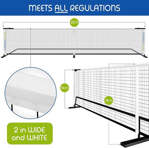 2 Pickleball Nets in 1 – PLAYABOUTS Duo – Set up 22 ft Regulation Size or 11 ft Half Court – Versatile Portable Pickleball Net System for Indoor/Outdoor Pickle Ball Games on Court, Driveway, Backyard in Saudi Arabia