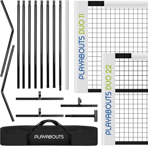 2 Pickleball Nets in 1 – PLAYABOUTS Duo – Set up 22 ft Regulation Size or 11 ft Half Court – Versatile Portable Pickleball Net System for Indoor/Outdoor Pickle Ball Games on Court, Driveway, Backyard in Saudi Arabia