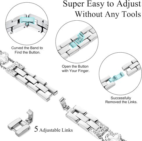 wipalor Clover Band for Apple Watch Band 45mm 44mm 42mm 49mm, Lightweight for Women, Easy Adjustable Bracelet, Shiny Diamond Metal Strap for iWatch Series 9 8 7 6 5 4 3 2 1 SE Ultra Ultra 2(Silver) in Saudi Arabia