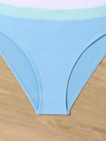 SweatyRocks Girl's 2 Piece Bathing Suit Colorblock Ruched Scoop Neck Drawstring High Waist Bikini Swimsuit in Saudi Arabia