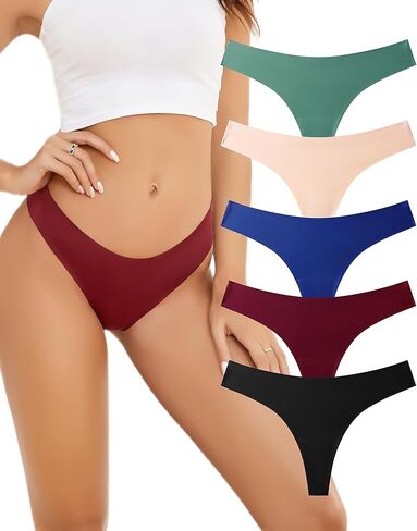 UGDUCK Seamless Thongs for Women No Show Thong Breathable Comfortable Panties Sexy Women Underwear Pack in Kuwait