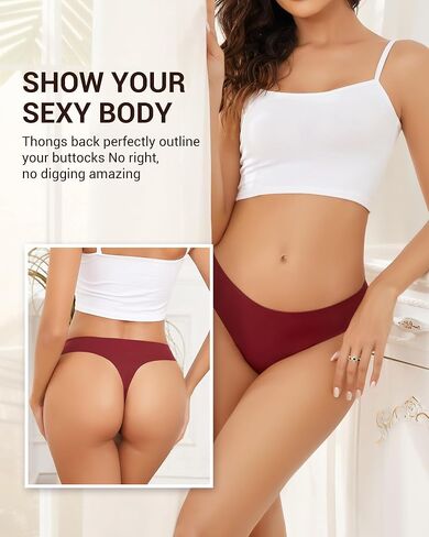 UGDUCK Seamless Thongs for Women No Show Thong Breathable Comfortable Panties Sexy Women Underwear Pack in Kuwait