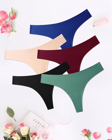 UGDUCK Seamless Thongs for Women No Show Thong Breathable Comfortable Panties Sexy Women Underwear Pack in Kuwait