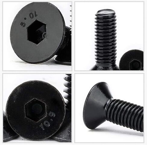 M4-0.7 × 14 مم براغي برأس مسطح، سبيكة فولاذية درجة 10.9، DIN 7991، أكسيد أسود، محرك ألين سداسي، محرك مقبس سداسي، خيط كامل 100 قطعة in Saudi Arabia