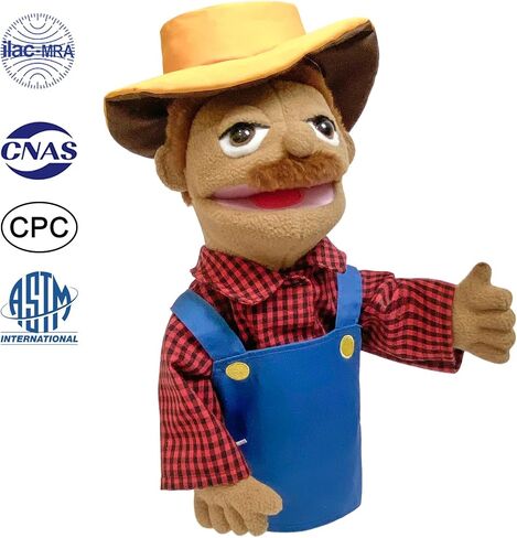 okegztoa 16 "دمى Entriloquist Puppet، دمى يدوية للأطفال دمى المباحث القطيفة للبالغين مع دمية فم قابلة للإزالة للأطفال الذين تتراوح أعمارهم بين 4-8، دمية يد للبالغين مع قضيب تحكم في الدمى قابل للتطوير in Kuwait