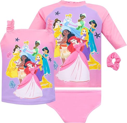 ملابس سباحة ديزني للفتيات I Princess مجموعة ملابس السباحة وScrunchie I Princess Swimsuits للفتيات in Kuwait