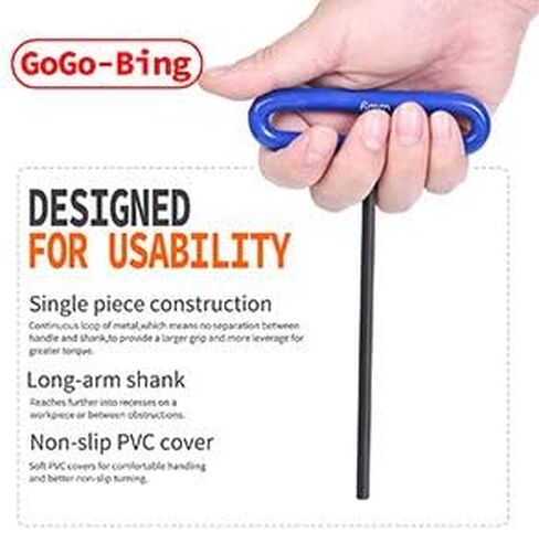 GogoBing Cushion Grip Hex t handle torque T-Key allen wrench sets long screwdriver tool - 8 SAE Standard 3/32-1/4 Inch & 8 Metric 2.5-6 MM Sizes & 8 Torx T9-T40, Red&Blue&Green in Saudi Arabia