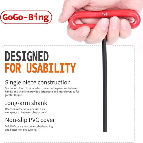 GogoBing Cushion Grip Hex t handle torque T-Key allen wrench sets long screwdriver tool - 8 SAE Standard 3/32-1/4 Inch & 8 Metric 2.5-6 MM Sizes & 8 Torx T9-T40, Red&Blue&Green in Saudi Arabia