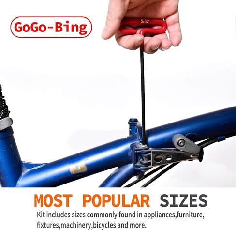 GogoBing Cushion Grip Hex t handle torque T-Key allen wrench sets long screwdriver tool - 8 SAE Standard 3/32-1/4 Inch & 8 Metric 2.5-6 MM Sizes & 8 Torx T9-T40, Red&Blue&Green in Saudi Arabia