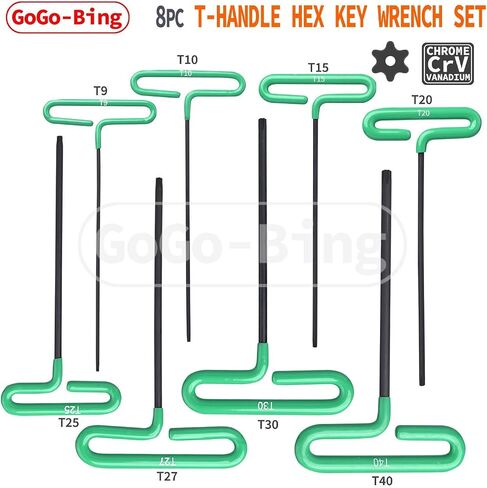 GogoBing Cushion Grip Hex t handle torque T-Key allen wrench sets long screwdriver tool - 8 SAE Standard 3/32-1/4 Inch & 8 Metric 2.5-6 MM Sizes & 8 Torx T9-T40, Red&Blue&Green in Saudi Arabia