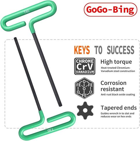 GogoBing Cushion Grip Hex t handle torque T-Key allen wrench sets long screwdriver tool - 8 SAE Standard 3/32-1/4 Inch & 8 Metric 2.5-6 MM Sizes & 8 Torx T9-T40, Red&Blue&Green in Saudi Arabia