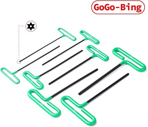 GogoBing Cushion Grip Hex t handle torque T-Key allen wrench sets long screwdriver tool - 8 SAE Standard 3/32-1/4 Inch & 8 Metric 2.5-6 MM Sizes & 8 Torx T9-T40, Red&Blue&Green in Saudi Arabia