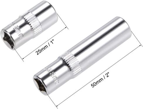 uxcell 1/4-Inch Drive by 4mm Deep and Shallow Socket Set of 2 Pcs, Cr-V, 6-Point, Metric in Saudi Arabia