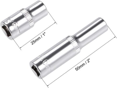 uxcell 1/4-Inch Drive by 4mm Deep and Shallow Socket Set of 2 Pcs, Cr-V, 6-Point, Metric in Saudi Arabia