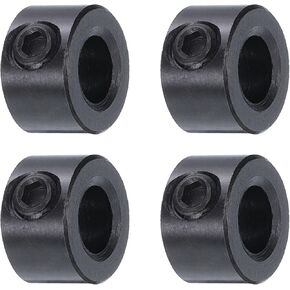 uxcell 4pcs Set Screw Collars 1/4" Bore Carbon Steel Shaft Collars, 1/2" OD, 5/16" Width Axle Collar Clamp for Linear Rod Shaft Guide, Black Oxide