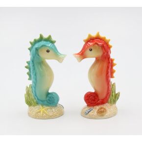 20784 Fine Porcelain Seahorse Salt and Pepper Shakers Set, 4" H