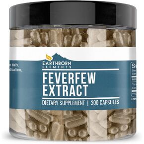 Earthborn Elements Feverfew Extract 200 Capsules, Pure & Undiluted, No Additives
