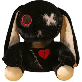 JOSON Crazy Bunny Plush Toy, Halloween Scary Bunny Stuffed Animal Pillow, Easter Halloween Birthday Gift for Boys and Girls (12 inch, Black)