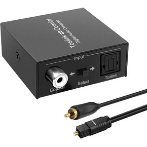 Optical to Coaxial OR Coax to Optical Digital Audio Converter Bi-Directional Digital SPDIF Toslink Optical to Coaxial Digital Audio Signal Adapter Support 192 KHZ Sampling Rate Noise-Free Transmission