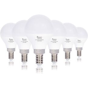 Simba Lighting LED Candelabra E12 Base G14 Small Globe 7W 60W Replacement Light Bulb (6 Pack) for Ceiling Fan, Chandelier, Vanity, Round A15 Frosted White Cover, Non-Dimmable, 2700K Warm White