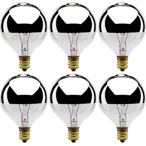 40G16 1/2/SL - Incandescent - 120 Volt - 40 Watt - G16.5 - Candelabra (E12) - Dimmable Globe Light - Silver Crown