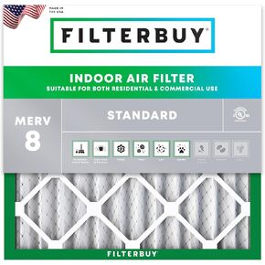 Filterbuy 20x20x2 Air Filter MERV 8 Dust Defense (1-Pack), Pleated HVAC AC Furnace Air Filters Replacement (Actual Size: 19.50 x 19.50 x 1.75 Inches)