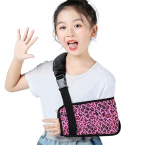 Leopard Kids Arm Sling for Shoulder Elbow Wrist Injury Children Padiatric Toddler Shlouder Brace Support Immobilizer for Broken Arm (Red Leopard print, Kids L) …