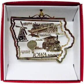 Iowa State Brass Christmas Ornament