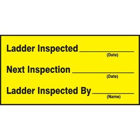 Accuform Signs LCRT507VSP Safety Label, Legend"Ladder Inspected_ Next Inspection_ Ladder Inspected by_", 1.5" Length x 3" Width x 0.004" Thickness, Adhesive Vinyl, Black on Yellow (Pack of 10)