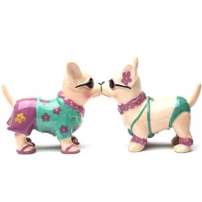 Chihuahua Beach Style 3 1/2'' tall Magnetic Salt and Pepper Shakers