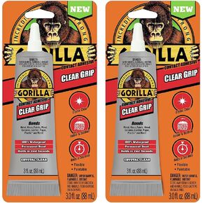 Gorilla 8040001 Clear Grip Contact Adhesive, 3 Oz., Clear (2 Pack)