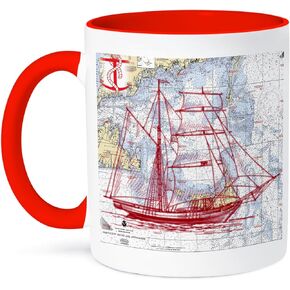 3dRose Print Of Nantucket Sound With Red Sailboat Mug, 11 oz
