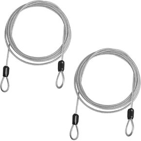 2PCS Outdoor Travel Safety Cable Lock Braided Steel Coated Safety Cable Luggage Lock Safety Cable Wire Double Ring 150CM/4.9FT 3MM for Suitcase Car Raincoat Skateboard and Sport Equipment