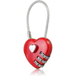Mini Love Heart Lock,Red Heart Padlock, Mini Code Lock,Padlocks and Hasps,Bags/Suitcase/Lockers/Backpacks/Jewelry Boxes Wire Rope 3-Digit Code Combination Padlock for Travel
